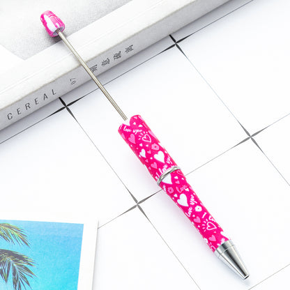 Valentine's Day Heart Print Beadable Ballpoint Pens 14.4cm DIY 32