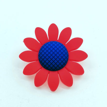20pcs Silicone Focal Beads Sunflower Flat Design with Center Detail 11