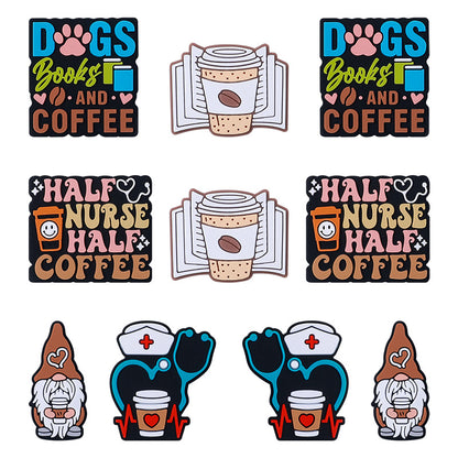 Silicone Focal Beads Coffee Stethoscope Gnome Holding Coffee Cup