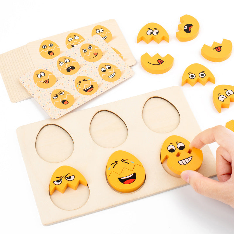 Wooden Expression Matching Puzzle Montessori Toys for Toddlers 3