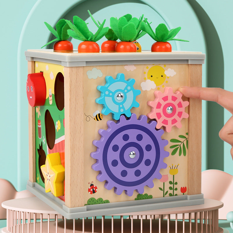 Wooden Montessori Toys Puzzle Multi-Function Shape Pull Clock