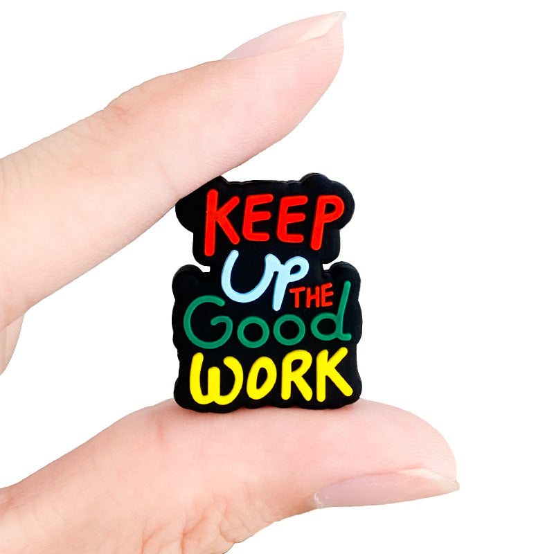 20pcs Silicone Focal Beads Motivational Quote Keep Up The Good Work 4