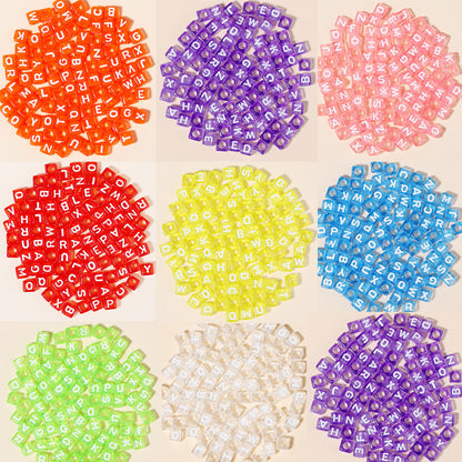 100pcs 6mm Square Acrylic Letters Beads Colorful DIY Accessories 2