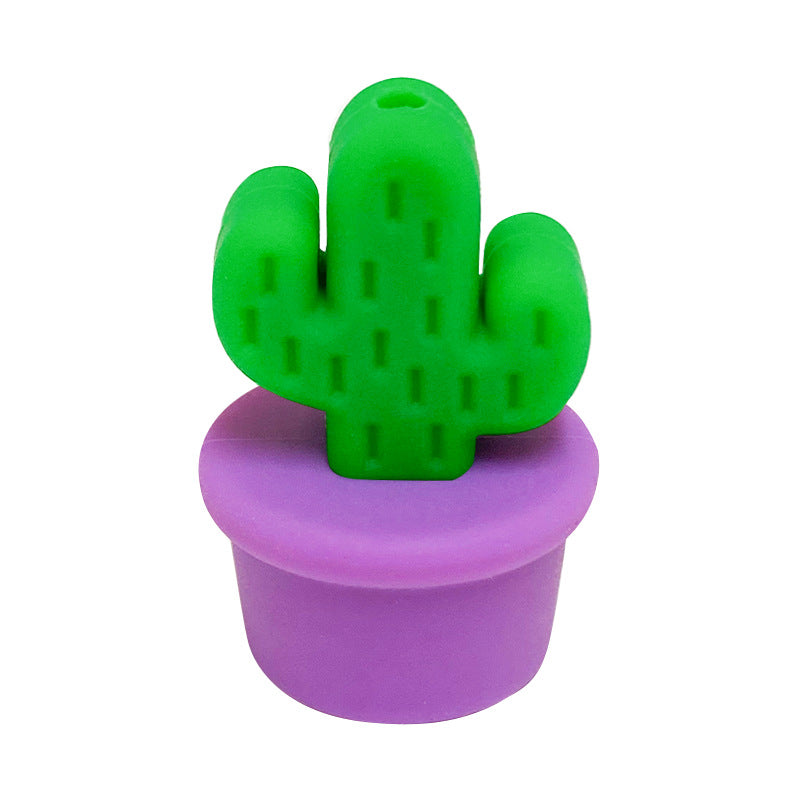 20Pcs Silicone 3D Focal Beads Flowerpot Cactus Fleshy with Colorful Pots 11