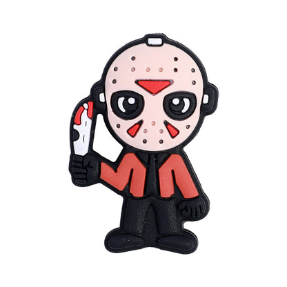 20pcs Silicone Focal Beads Halloween Horror Movie Mask Holding Knife 10