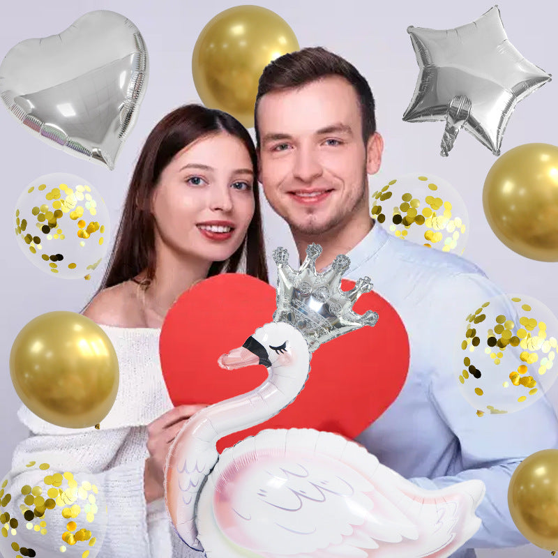 Swan Foil Balloon Set Valentine’s Day Proposal Party Decoration 4