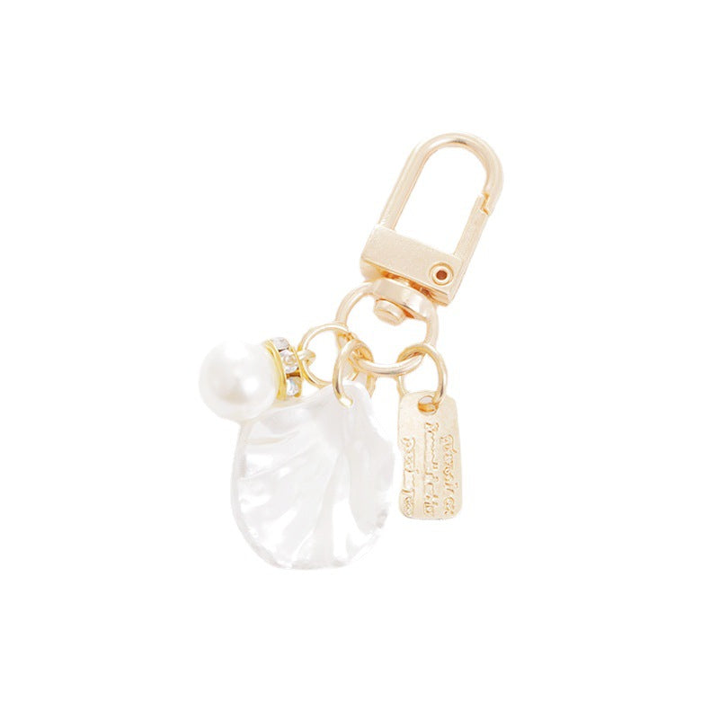 Cute Shell Metal Keychain with Pearl and Heart Charms 5