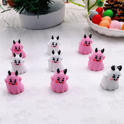 20Pcs Silicone 3D Focal Beads Cute Expression Ghost with Horns 4