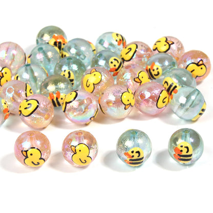 10pcs 16mm Bee Duck Acrylic Beads Transparent DIY Bracelet Making 3