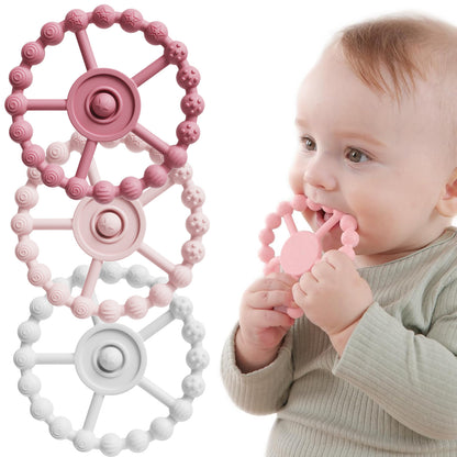 Silicone Teething Rings Baby Chew Toy 2 Pack 9.5cm