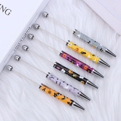 Halloween Beadable Pens Printed Pumpkin Ghost Spider Bat Design 3