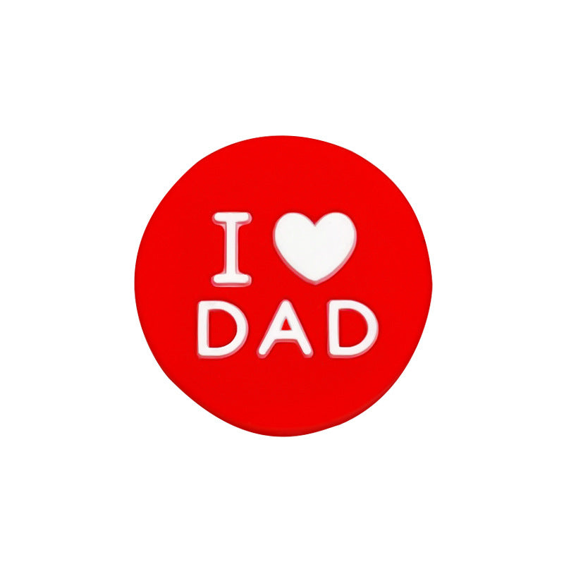 20pcs Silicone Focal Beads I Love Dad Printed Text 13
