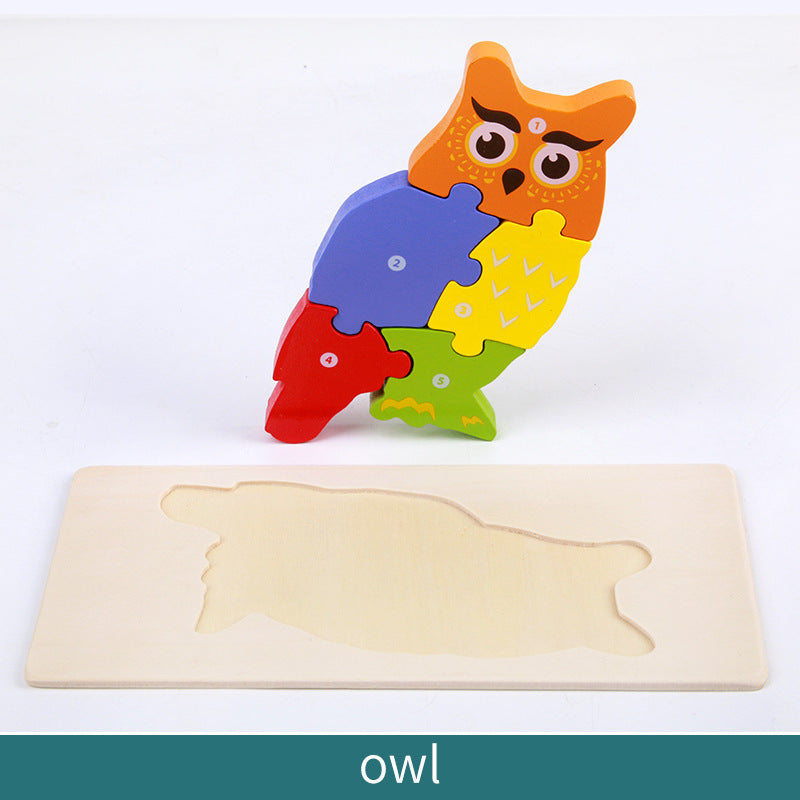 Wooden Building Blocks Animal Traffic Shapes Matching 3D Puzzle Toy 31