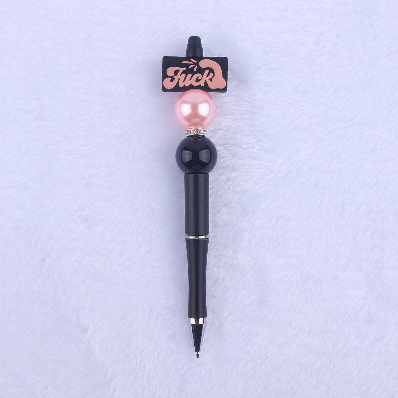 Cartoon Pattern Silicone Beaded Pens Ballpoint Pen DIY Craft Supplies 7