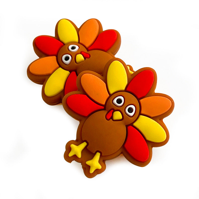 20pcs Silicone Focal Beads Thanksgiving Turkey Front Facing 2