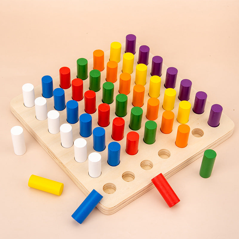 Wooden Montessori Toys Color Sorting Building Blocks 21x21cm