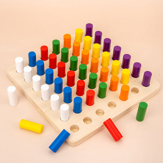 Wooden Montessori Toys Color Sorting Building Blocks 21x21cm