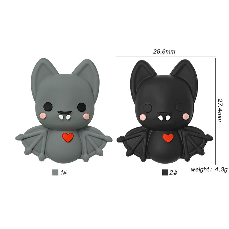 20Pcs Silicone 3D Focal Beads Bat with Heart Detail 3