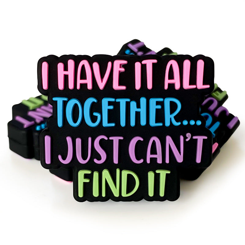 20Pcs Silicone Focal Beads English Short Sentence Color Creative 3