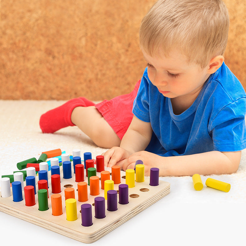 Wooden Montessori Toys Color Sorting Building Blocks 21x21cm 4