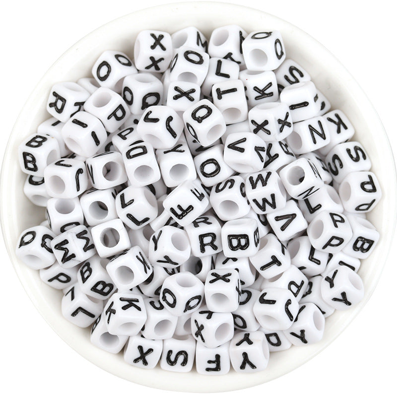 100pcs 6mm Square Acrylic Letters Beads Colorful DIY Accessories 8