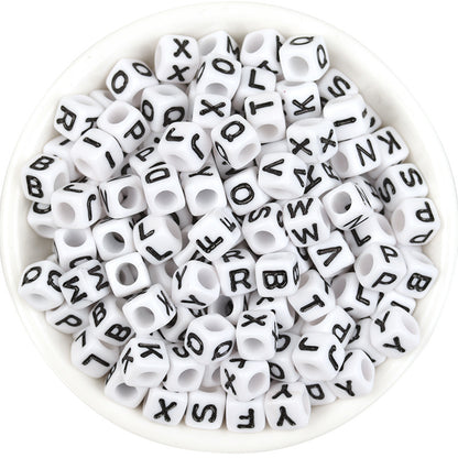 100pcs 6mm Square Acrylic Letters Beads Colorful DIY Accessories 8