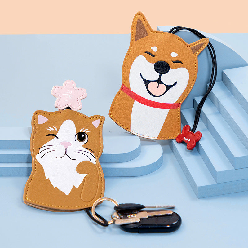 Leather Dog Cat Keychain Cute Pet Charm Accessory 3