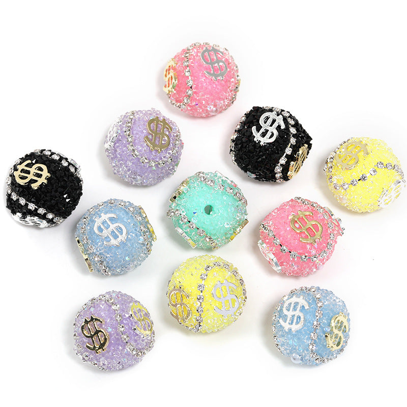 5pcs 19mm Dollar Bill Rhinestone Beads DIY Jewelry Making