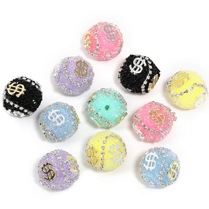 5pcs 19mm Dollar Bill Rhinestone Beads DIY Jewelry Making