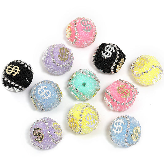 5pcs 19mm Dollar Bill Rhinestone Beads DIY Jewelry Making