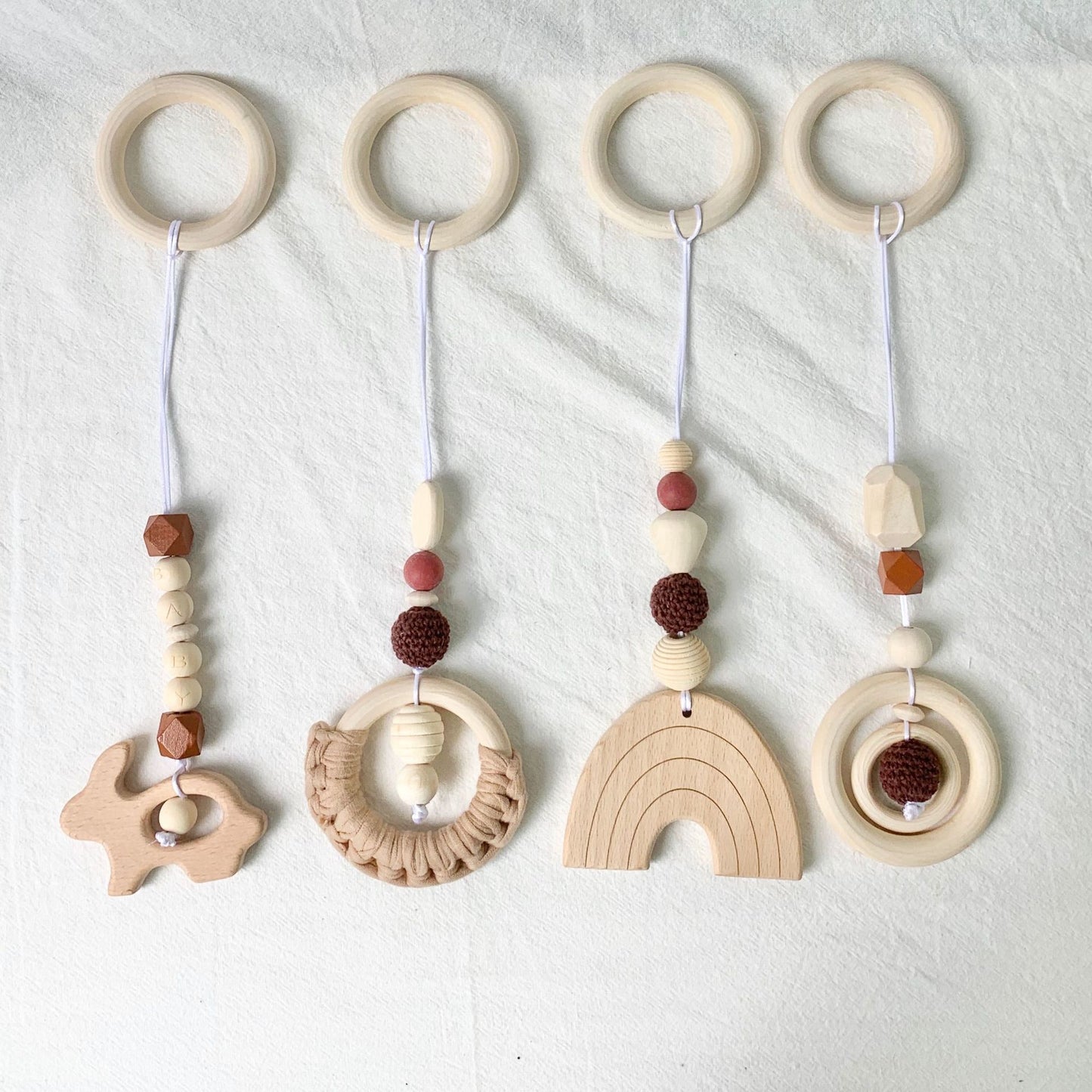 Wooden Thread Bead Teether Toy Baby Sensory Toys 4 Pack 9