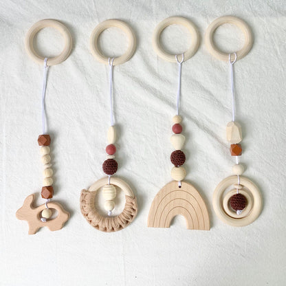 Wooden Thread Bead Teether Toy Baby Sensory Toys 4 Pack 9