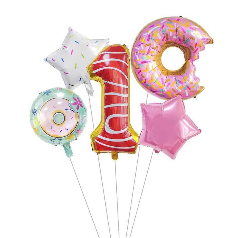Digital Donut Number Foil Balloon Birthday Party Decoration 32 Inch 6