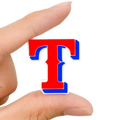 20Pcs Silicone Focal Beads English Letter T Red Blue Outline 5
