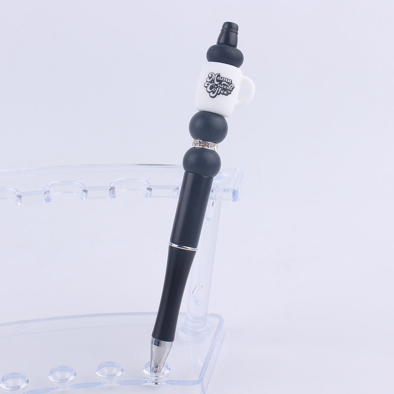 Black Cup Silicone Beaded Pens Handmade Novelty Pen Gift 12