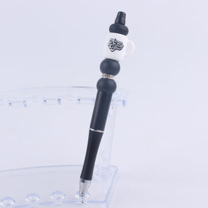 Black Cup Silicone Beaded Pens Handmade Novelty Pen Gift 12