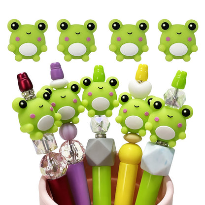 20Pcs Silicone 3D Focal Beads Frog Smiling Face Front Facing 2