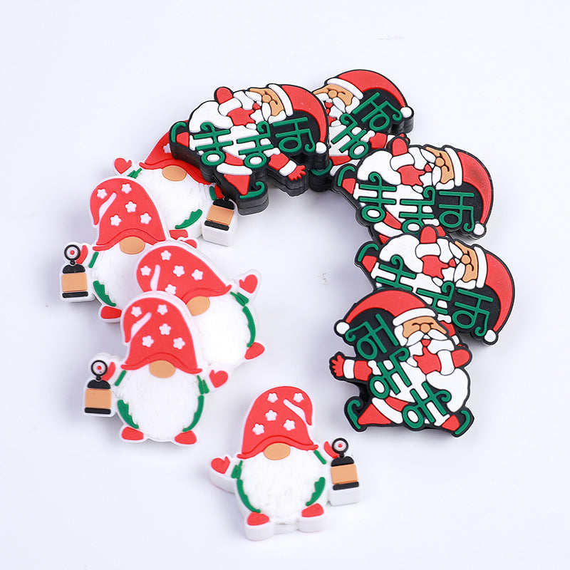 20pcs Silicone Focal Beads Christmas Santa Sleigh Wreath Tree Gnome 2