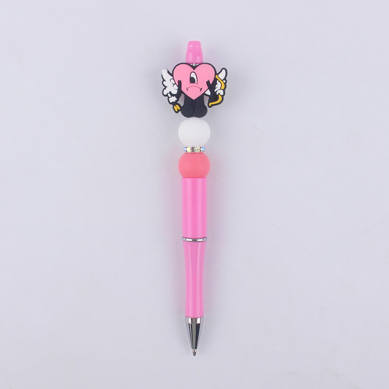 Pink Heart Silicone Beaded Pens Handmade Novelty Office School Gift 6