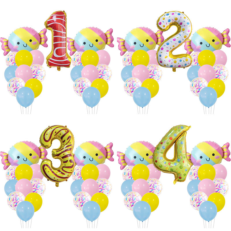 Candy Donuts Foil Balloon Set Party Decoration 1Set 2