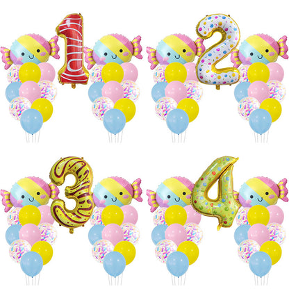 Candy Donuts Foil Balloon Set Party Decoration 1Set 2