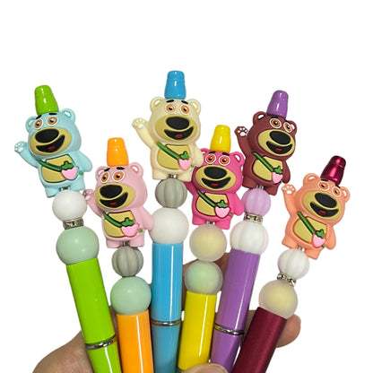 20Pcs Silicone 3D Focal Beads Strawberry Bear Holding Strawberry Charm 2