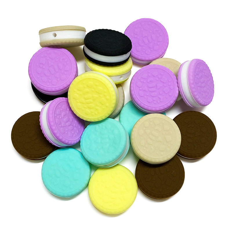 20Pcs Silicone 3D Focal Beads Macaron Sandwich Cookies With Hole 3