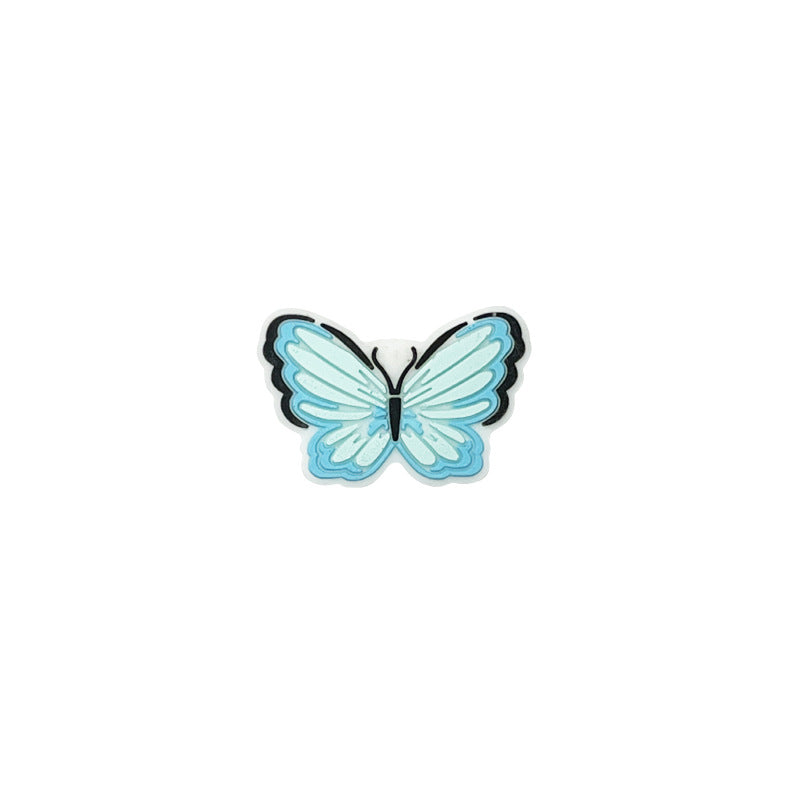 20Pcs Silicone Focal Beads Cartoon Animal Butterfly Flat Design 9