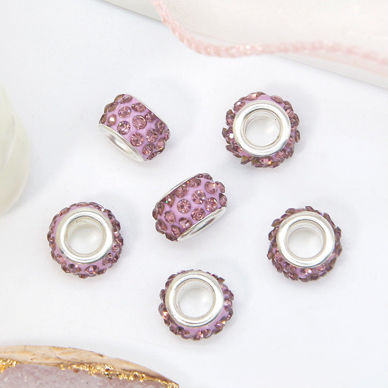 50pcs 12mm 3-Row Large Hole Rhinestone Spacer Beads DIY Jewelry Making 11