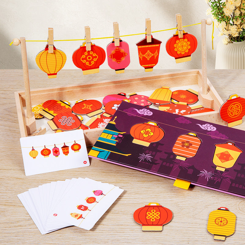 Wooden Lantern Shape Pairing Montessori Toys Educational 2