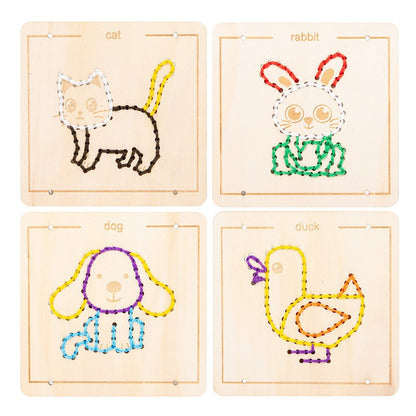 Wooden Rope Embroidery Montessori Toys Early Education 19.8cm 7