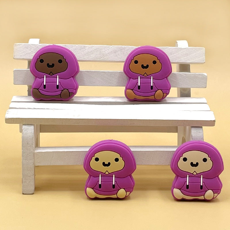 20pcs Silicone Focal Beads Cartoon Animal Hoodie Chicken Front Facing 5