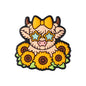 Silicone Focal Beads Highland Cow Sunflower Holding Daisy Detail 5