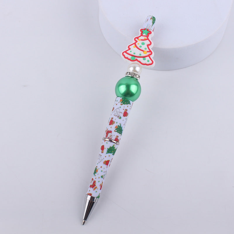 Santa Claus Snowman Silicone Beaded Pens Christmas Holiday Novelty Gift 5